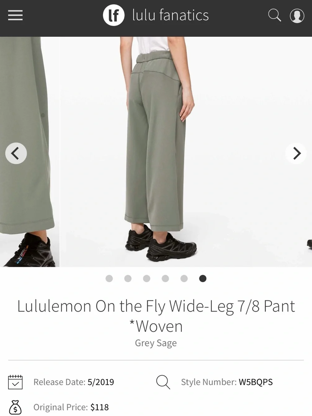 lululemon athletica On the Fly Wide-Leg 7/8 Pant - Grey Sage